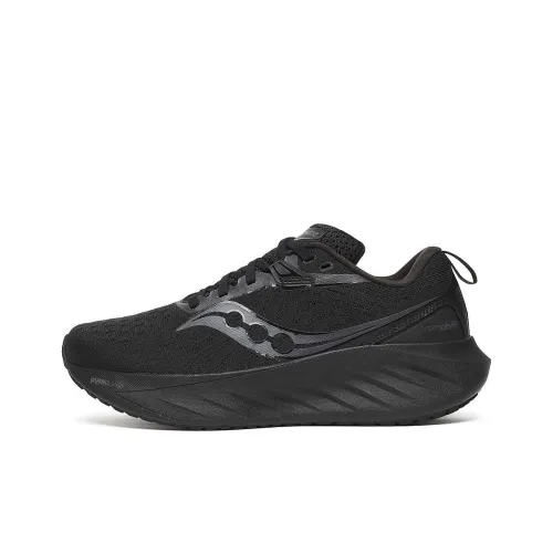 Saucony TRIUMPH 22 Cushioned Slip Resistant Low Top Running Shoes Women's Black