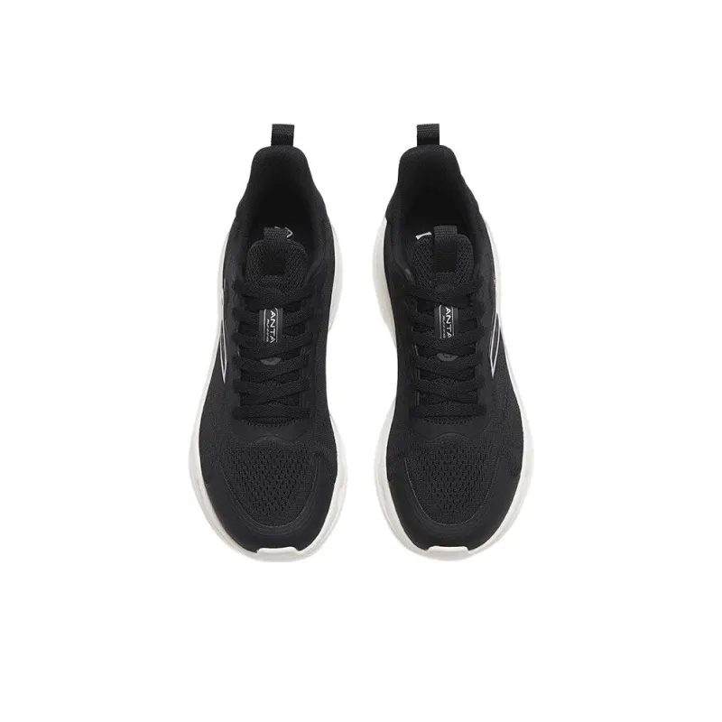 Anta Shock Absorbing, Non Slip, Wear Resistant, Breathable And Lightweight Low Top Running Shoes Men's Black White-1