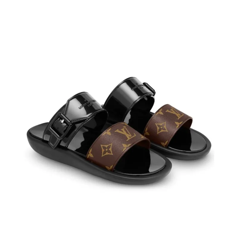 LOUIS VUITTON Sunbath Slide Slippers Women's Black-2