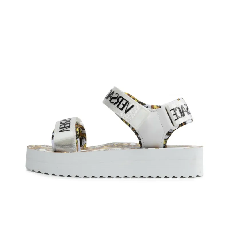 Versace Women's Garland Logo Platform Sandal 'Baroque Print - White'-0