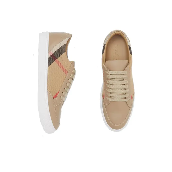 Burberry House Low Top Stylish Skateboarding Shoes Women's Tan-2