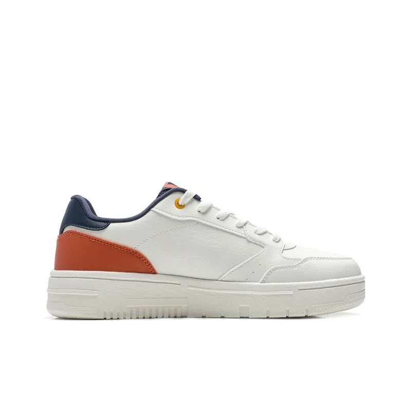 XTEP Waterproof And Wear-resistant Low-Top Skateboard Shoes Men's White Orange-1