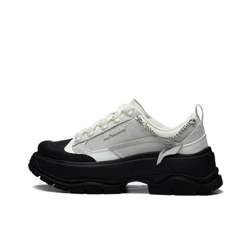 LiNing Anti Slip Wear Resistant Low Top Sports Casual Shoes Women's White Black-0