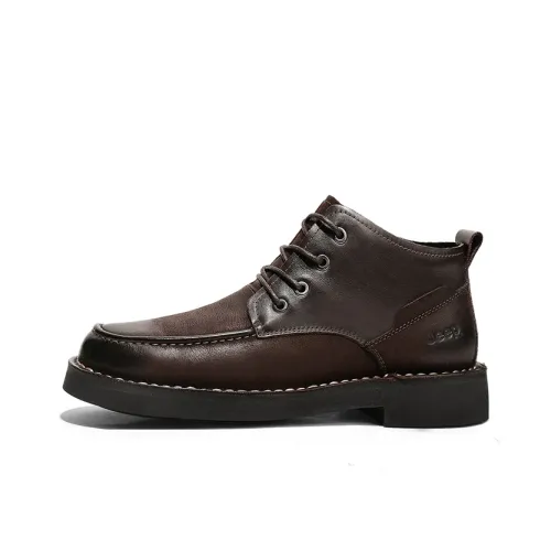 Jeep Dress Shoes Men Low-Top Dark Brown