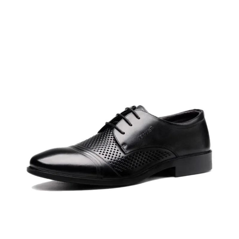 AOKANG Cut-Out Men's Shoes Dress Shoes Men's Black Brown-0