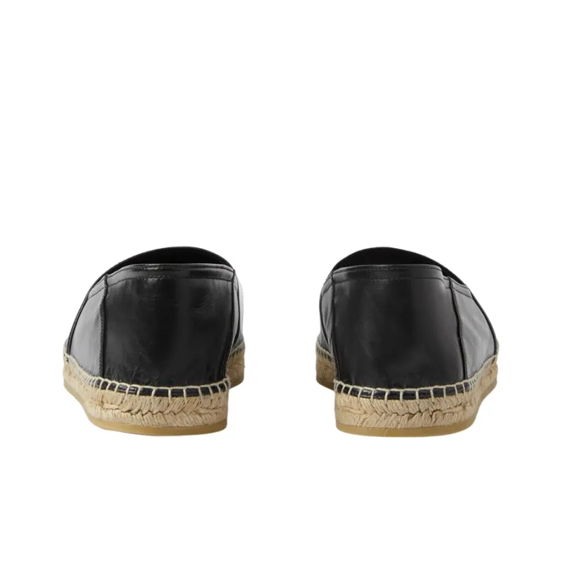 Burberry EKD Round Toe Leather Espadrille Black-4