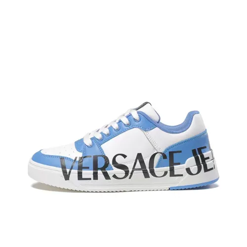 VERSACE JEANS Skateboard Shoes Men Low-Top White/Blue