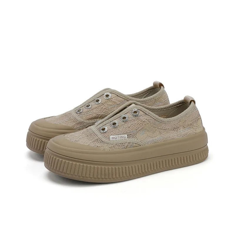 RED DRAGONFLY Casual Shoes Women's Low Top Beige Apricot/Beige Black-2