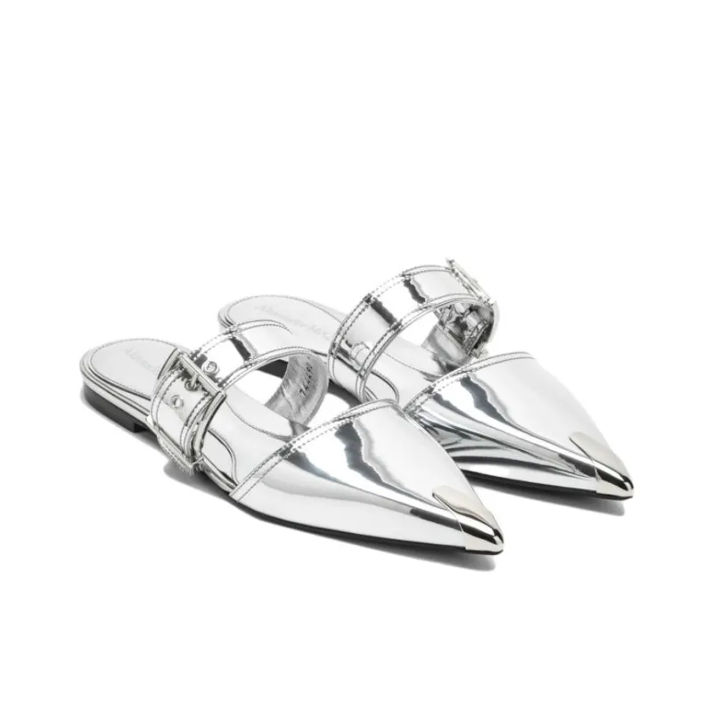 Alexander McQueen Punk Flat Leather Mules-2