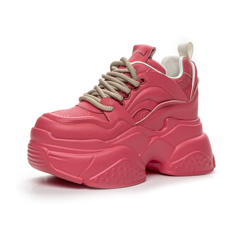Shangjinni Lightweight Height Increasing Mid-Top Chunky Sneakers Women's-12