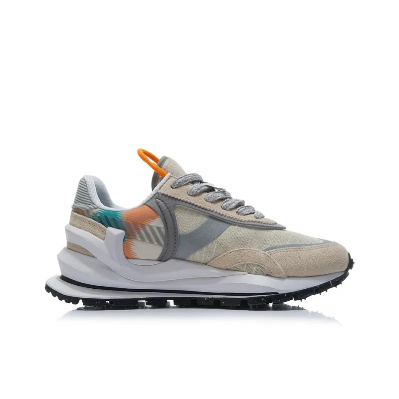 LiNing Cushioning Anti-Slip Wear-Resistant Breathability Low-Top Running Shoes Men's Snow Gray Color-1