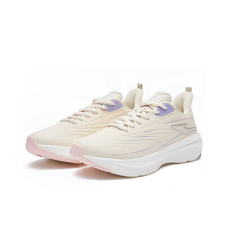Erke Cushioned Slip Resistant Abrasion Resistant Breathable Low Top Running Shoes Women's Gray Purple-3