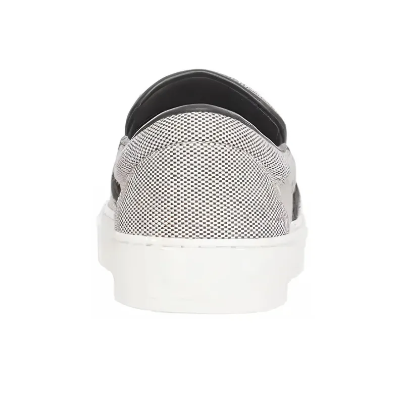 Burberry Canvas And Leather Slip-On Sneaker Black White-3