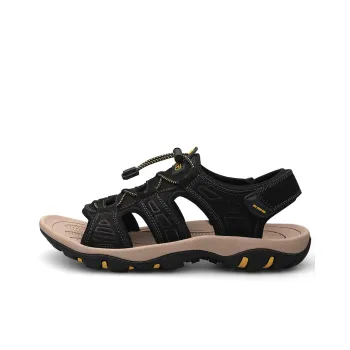 LAORENTOU Beach Sandals Men Black/Dark Brown/Khaki
