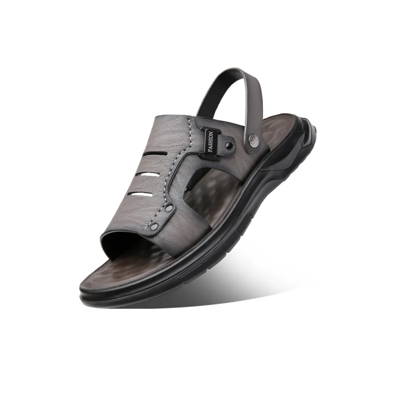 PAMATE Beach Sandals Men Gray/Yellow/Brown-1