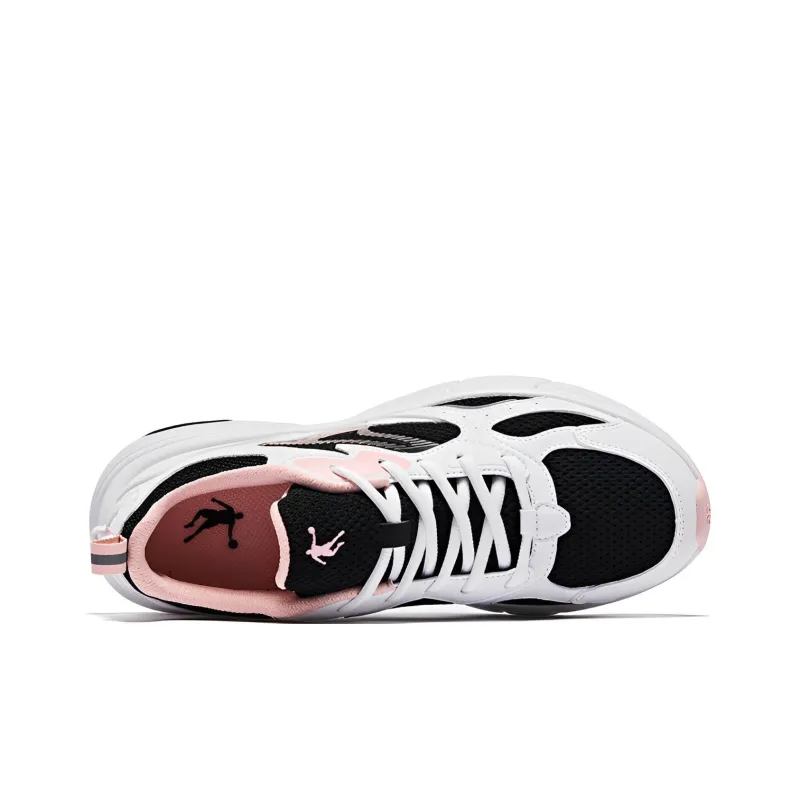 QIAODAN Cushioning Slip Resistant And Abrasion Resistant Low Top Sprint Running Shoes Women's Black Pink-3