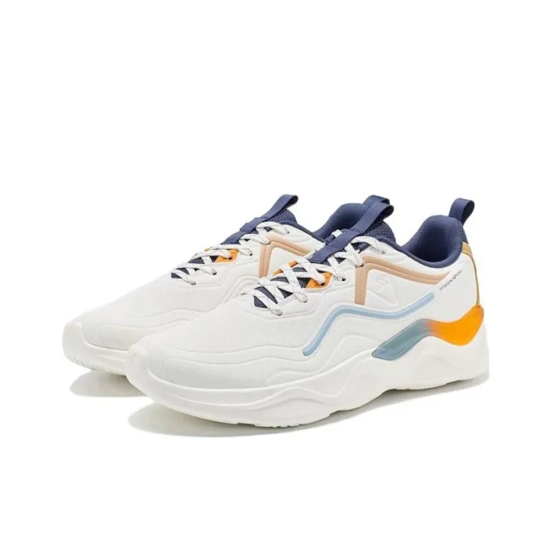 XTEP Cushioning Anti Slip And Wear Resistant Low Top Running Shoes Men's White Blue Brown-1