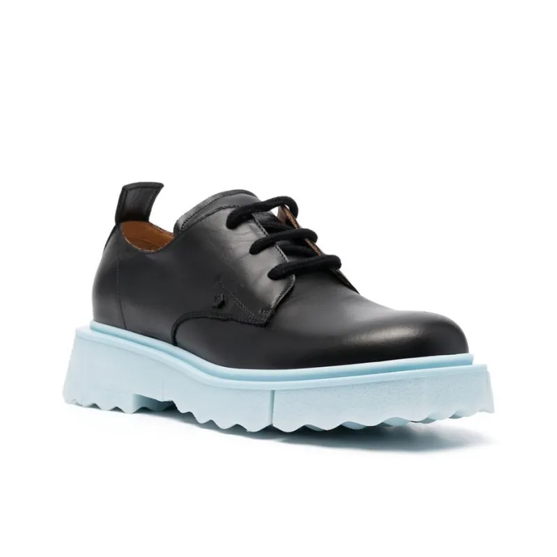 OFF WHITE Leather Sponge Derby Black Light Blue-1