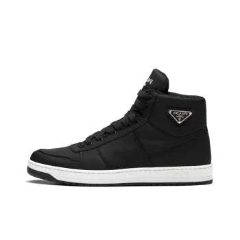 PRADA Re Nylon Gabardine High Top Sneakers Black Black White