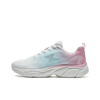 XTEP Anti Slip Wear Resistant Low Top Running Shoes Women's White Blue Pink
