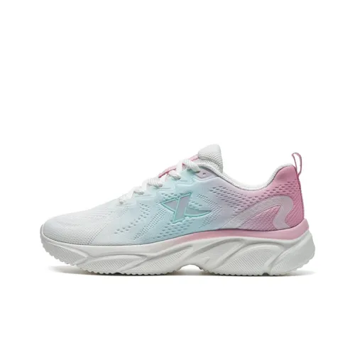 XTEP Anti Slip Wear Resistant Low Top Running Shoes Women's White Blue Pink