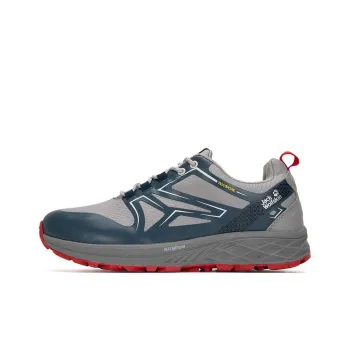 Jack Wolfskin Shock Absorbers With Slip Resistant And Abrasion Resistant Properties Low Top Outdoor Shoes Gray Blue Red