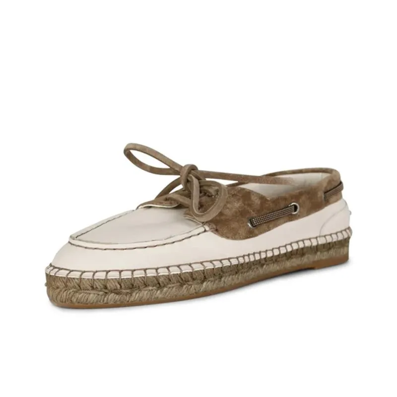 Brunello Cucinelli Panelled Lace Up Flat Shoes Women's-2