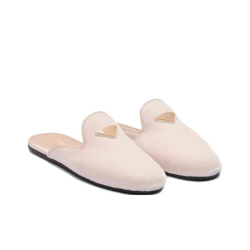PRADA Logo-plaque Velvet Slippers-1