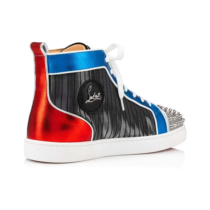 CL Lou Spikes Orlato High Top Stylish Skateboarding Shoes Men's Black Blue-2