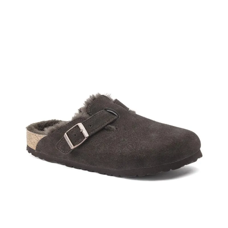 Birkenstock Boston Shearling Suede Shoes 'Mocha'-1