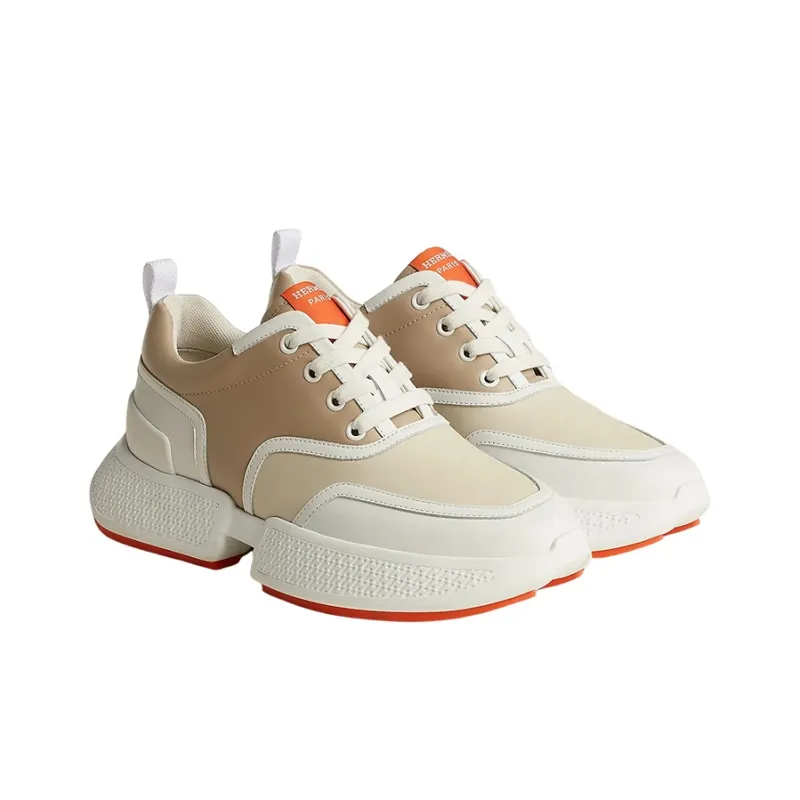 HERMES Giga Low Top Sports Casual Shoes Women's Beige Brown-2