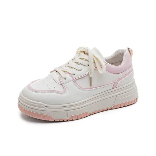 HUANQIU Low Top Skateboard Shoes Women's Beige Pink