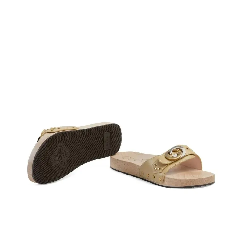 GUCCI Slide Slippers Men's Beige-3