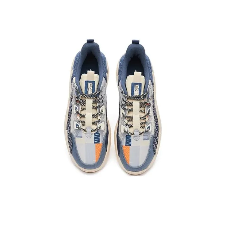 Erke Tidal Wave Anti Slip And Wear Resistant Lightweight Low Top Sports Casual Shoes Men's White Blue-3