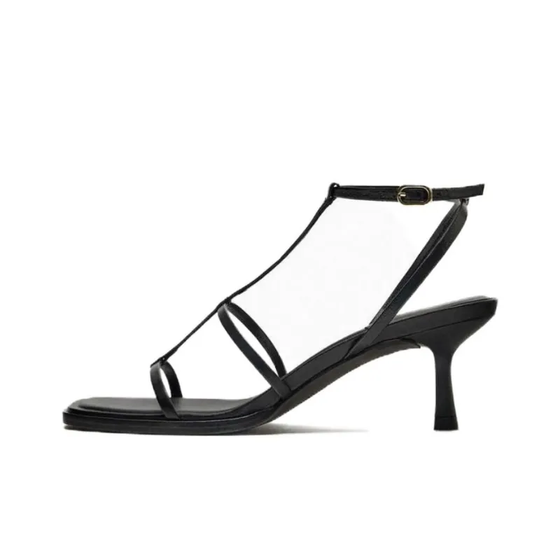 ZARA Strap Sandals Women's Black-0