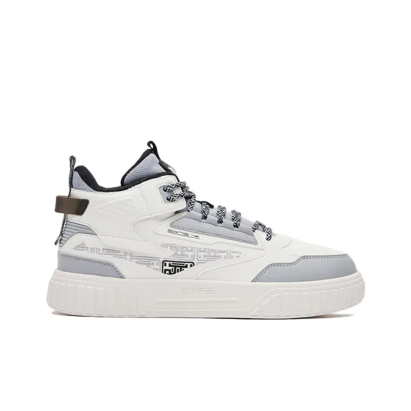 Erke Subjugate High Top Skateboard Shoes Men's White Gray Padded-1