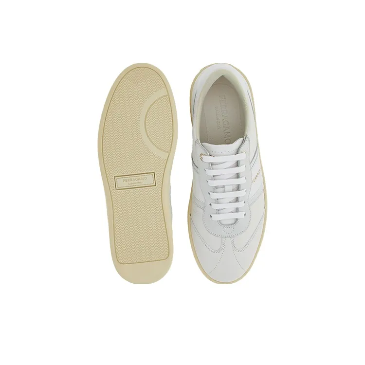 FERRAGAMO Logo-print Lace-up Leather Sneakers-4