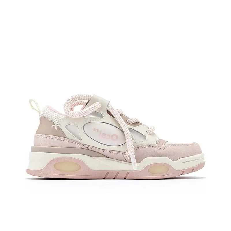 Ocai Retro Anti Slip Wear Resistant Low Top Skateboard Shoes Unisex Haze Pink-1