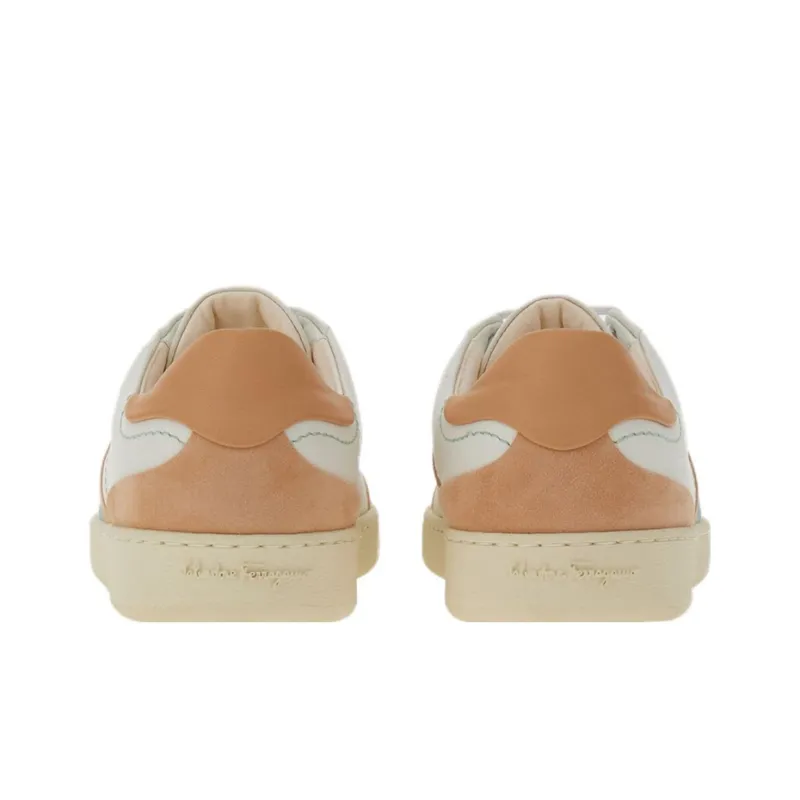 FERRAGAMO Low Top Stylish Skateboarding Shoes Women's White Umber-3