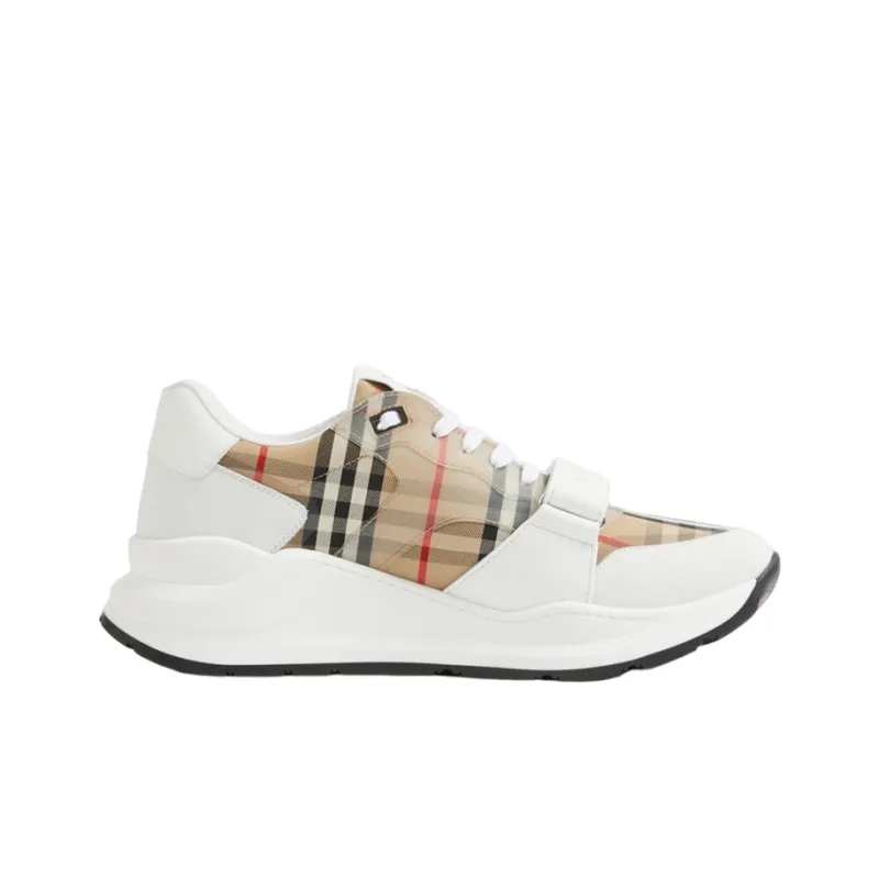 Burberry Check And Leather Sneaker White Clear Check-1