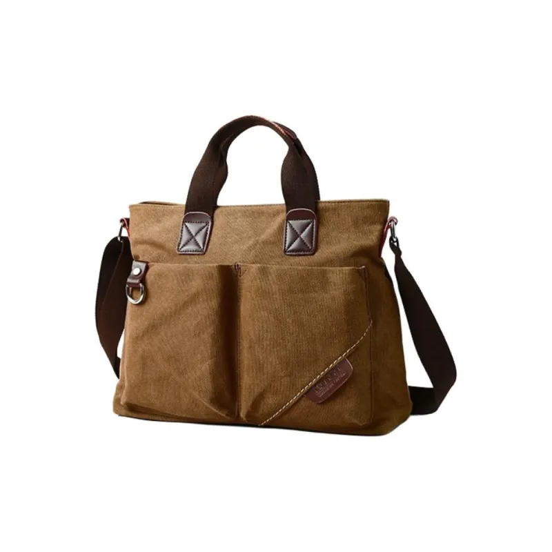 VIHUS Canvas Canvas Bag One Shoulder Handbag Regular Men's Black/Coffee-1