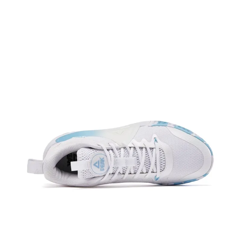 PEAK Cushioning Breathable Low-Top Basketball Shoes Men's White Blue-3