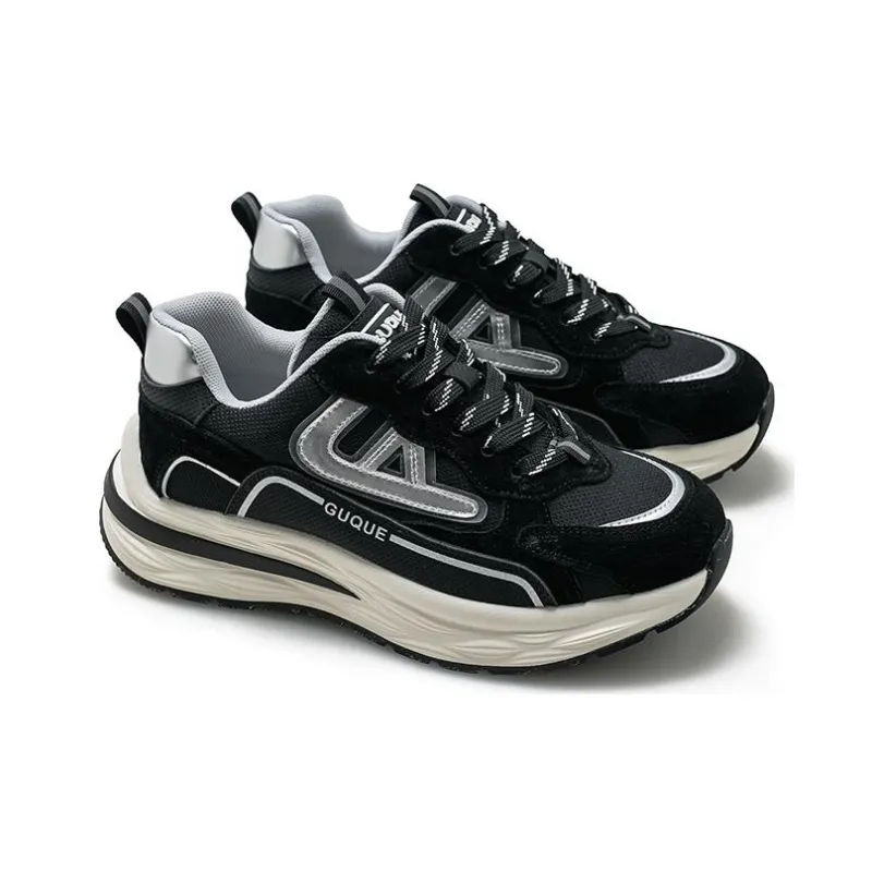 Ancient Finches Cushioning Support Low Top Chunky Sneakers Unisex Black Gray-3