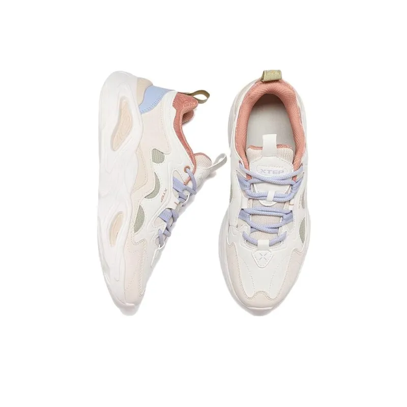 XTEP Mibian Durable Breathable Low-Top Sports Casual Shoes Women's Sail White Ivory Powder-3