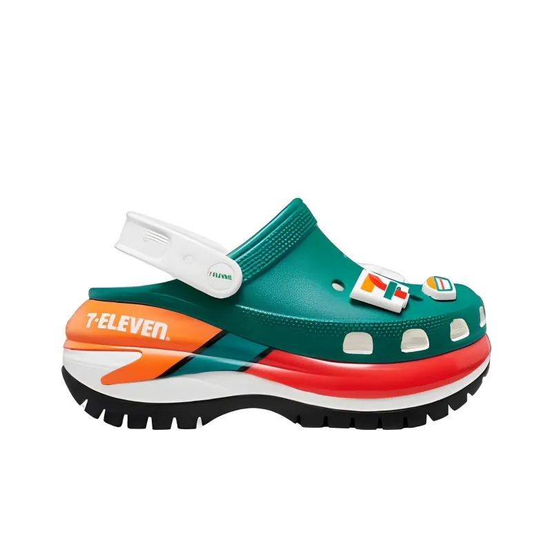7-ELEVEN x Crocs Clogs Unisex Green Red Orange-1