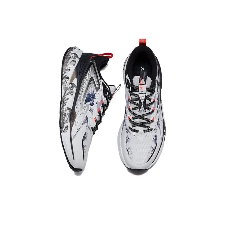 XTEP Running Shoes Men Low Top Black/Sail White-3