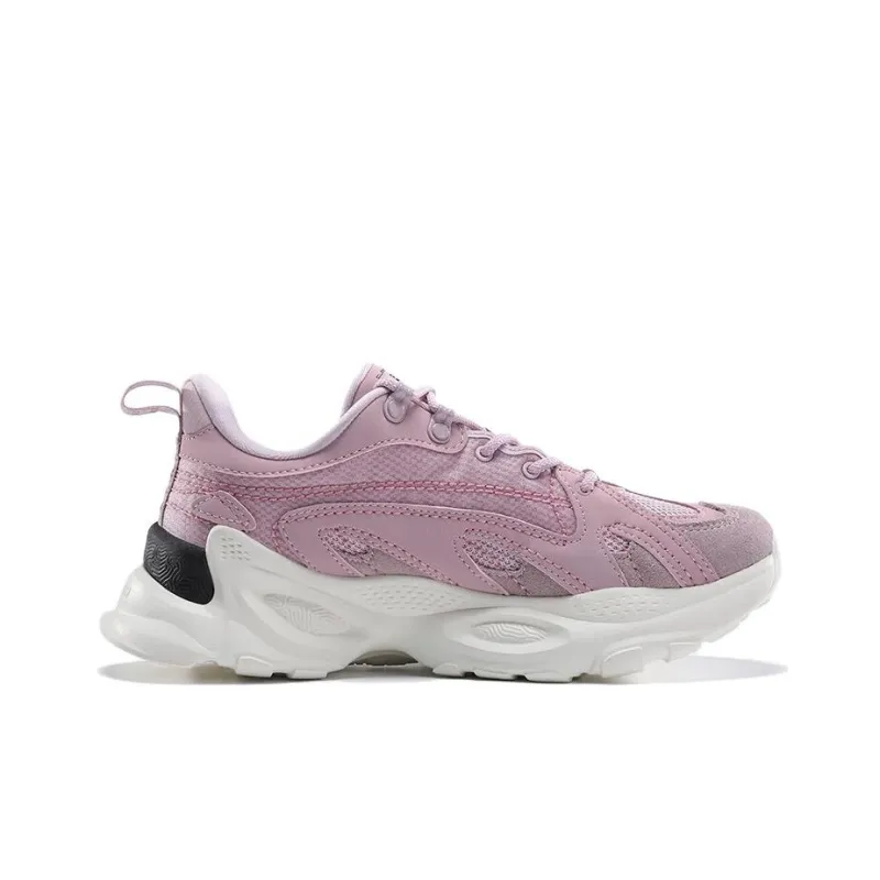 PEAK Taichi 101 Anti Slip Wear Resistant Low Top Chunky Sneakers Women's Gray Pinkish-1