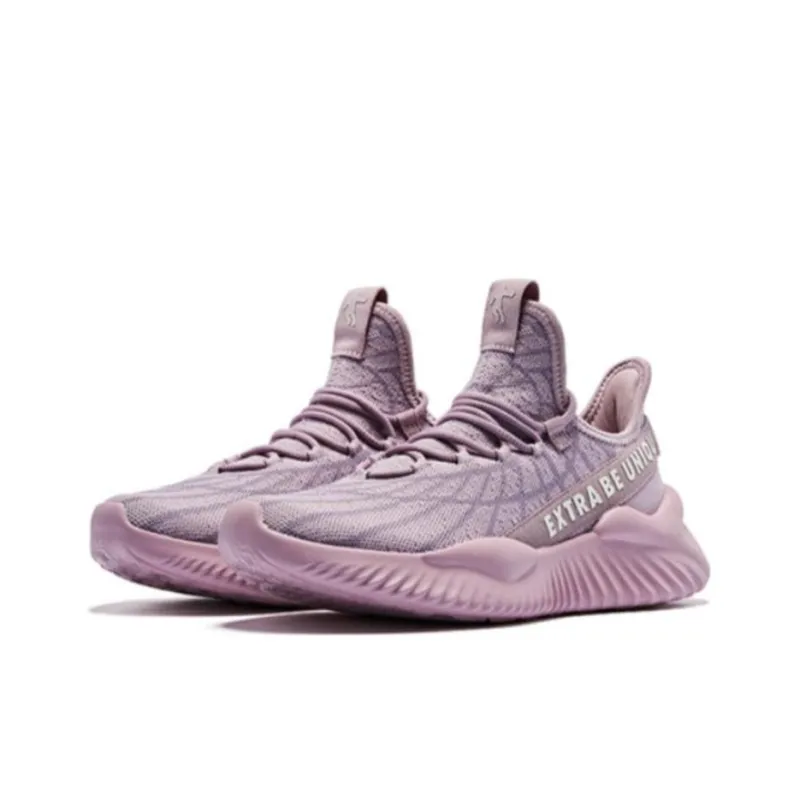 QIAODAN Shock Absorbers With Slip Resistant And Abrasion Resistant Properties Low Top Running Shoes Women's Lilac Pink-2