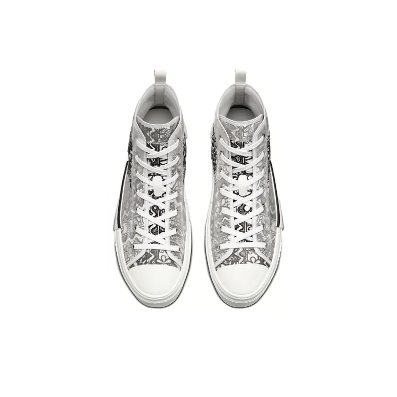 DIOR And Shawn B23 High Top Black White Embroidery-4