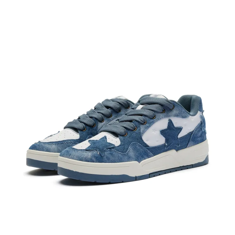 QIAODAN Slip Resistant Cushioning Abrasion Resistant Low Top Skateboard Shoes Men's White Blue-2